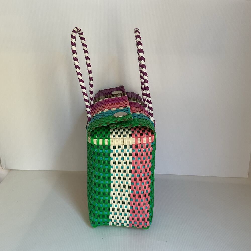 Colorful Handwoven Market & Beach Bag – Recycled Plastic Tote - Picture 7 of 9